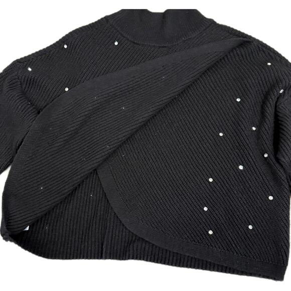 Express Reversible Embellished Mock Neck Crossover Sweater Black Rhinestone XL - Picture 7 of 10
